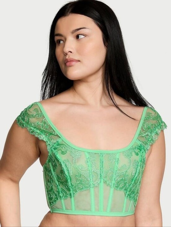 Victoria's Secret Other - NWT Victoria's Secret Dream Angels Floral Lace Corset Top Mint Green XS